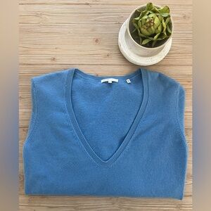 Vince 100% Cashmere V-Neck Sweater – Deep Sky Blue, Size L